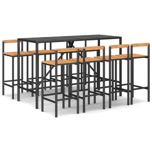 Conjunto de Bar de Jardín de 9 Piezas en Ratán Sintético Negro con Reposapiés, Elegante Colección de Comedor para Exteriores - Product Image 2