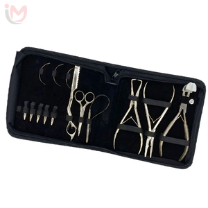 Kit de pinces pour extensions capillaires : Pinces d'application pour micro-anneaux, Pinces de pose et d'ouverture de micro-perles, Outil pour boucles de cheveux, Ciseaux de couture OEM - Product Image 4