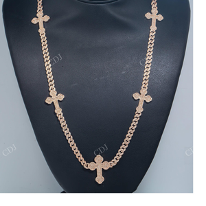 5MM 22" Sterling <b>Silver</b> Cuban Link Chain with Moissanite Brilliant Cut Unisex Hip Hop Party Iced Style Necklace - Product Image 3