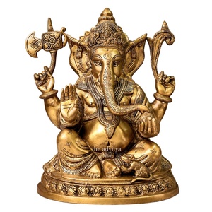 Figurine Spirituelle en Laiton Fait à la Main Moderne de 10 Pouces, Sculpture d'Idole de Ganesha pour la Décoration de la Maison, Artisanat en Métal de Temple Pooja pour les Anniversaires - Product Image 4