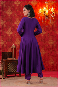 Conjunto Anarkali morado con dupatta degradado - Product Image 4