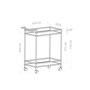 Modern Rolling Utility Cart with Glass Shelves and Metal Frame for <b>Kitchen</b> Storage and Serving - Product Image 5