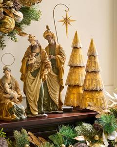 Luxury Gold Christmas Tree Tabletop Decoration Vintage Metal Holiday <b>Ornament</b> for Home Living Room <b>Desk</b> Festive Decor & Gifting - Product Image 2