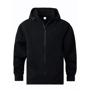 Sudadera con capucha negra para hombre, 100% algodón poliéster, transpirable, precio bajo, manga raglán, con bolsillos, informal, para invierno - Product Image 1
