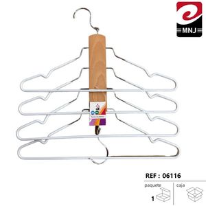 MNJ Perchero plegable de metal con barra de madera 203x133x68mm para almacenamiento en armario - Product Image 1