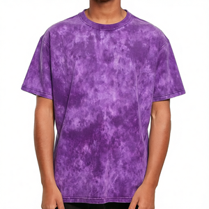 Camiseta de algodón de color liso para hombre, cuello redondo, manga corta, estilo casual, lavado. - Product Image 3