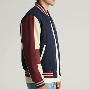 Chaqueta Varsity Acolchada de Algodón 100% con Bloques de Color, Personalizable con Logotipo Bordado, Estilo Urbano para Hombre, OEM/ODM - Product Image 5