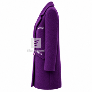 Manteau long en laine personnalisé du Conseil NCNW, logo brodé sur le devant, couleur bleu et blanc, manches longues, pour femme - Product Image 4