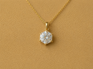 2 Carat 14K <b>Solid</b> <b>Gold</b> Hexagon Cut Lab Grown Diamond <b>Pendant</b> for Women | Minimalist Necklace Charm | Custom Fine Jewelry - Product Image 4