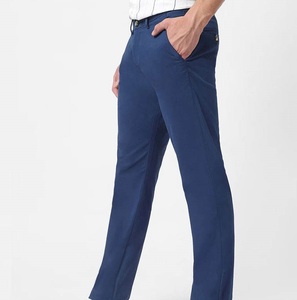 Pantalones Chinos de Moda de Cintura Alta, Calidad Premium, Ajustables, Color Azul Liso, Pantalones Chinos Deportivos de Sarga de Algodón - Product Image 5