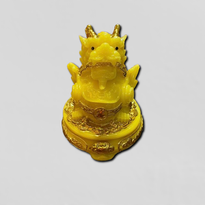 Figura de Dragón de Resina Amarilla, Artesanía de Diseño Tradicional, Amuleto de la Suerte Realista, Adorno de Feng Shui, Escultura de Mesa para el Hogar - Product Image 2