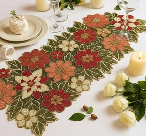 Handmade Beaded Embroidered <b>Table</b> <b>Runner</b> Floral <b>Placemats</b> Custom <b>Table</b> Linen for Home Wedding Hotel Banquet - Product Image 1