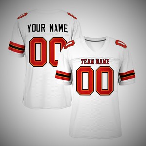Jersey de Fútbol Americano Personalizado, Transpirable, de Poliéster, Cuello en V, Manga Corta, Nombre del Equipo, Número, Uniforme, Servicio OEM - Product Image 1