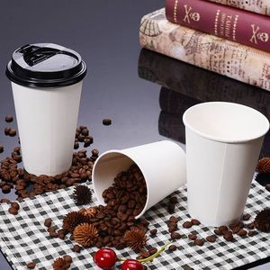 Vasos de papel blancos biodegradables desechables de 10 oz con logotipo personalizado para negocios de café y té - Product Image 6