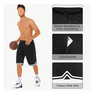 Pantalones cortos de baloncesto con bolsillos con cremallera, pantalones cortos deportivos de malla ligera de secado rápido, pantalones cortos deportivos transpirables para entrenamiento, correr, gimnasio - Product Image 3