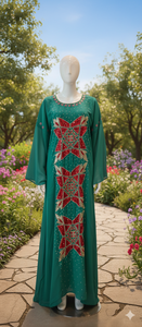 Vestido Kaftán Maxi Elegante Hecho a Mano por Georget, Mangas Largas/Cortas/Tres Cuartos, Adornado con Cuentas de Piedra, Transpirable, Ligero, Elástico en Cuatro Direcciones - Product Image 3