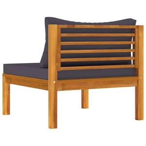 Ensemble de salon de jardin en bois d'acacia gris foncé, 100% polyester, meubles d'extérieur élégants - Product Image 6