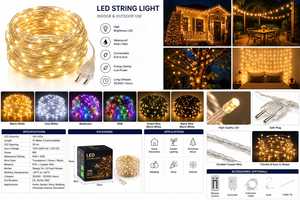 Warm White RGB Copper LED <b>String</b> <b>Light</b> 10M Waterproof Twinkle <b>Light</b> for Indoor Outdoor Home Garden Wedding Christmas Decor - Product Image 1