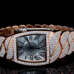 Montre de luxe à quartz ETA, cadran en cristal saphir, matériaux en moissanite argentée, largeur de bracelet 15 mm, fermoir caché, pour homme, mariage, soirée - Product Image 4