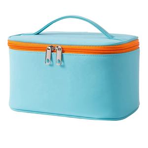 Bolsa de Maquillaje Portátil de Viaje para Mujer, Organizador de Cosméticos con Cierre, de Cuero PU, Lavable e Impermeable - Product Image 1