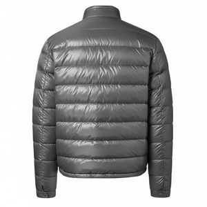 Blouson matelassé argenté pour homme, col montant, fermeture éclair, coupe-vent, rembourrage en polyester, tenue décontractée d'hiver 2026 - Product Image 2