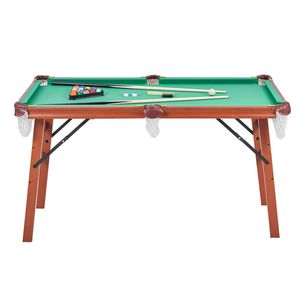 4.5ft portatile pieghevole tavolo da biliardo salvaspazio di spazio sport al coperto gioco di ricreazione palla rastrelliera gesso spazzola panno blu per la famiglia - Product Image 1