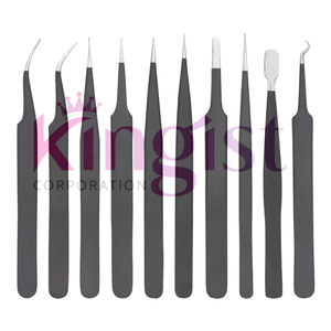 Juego de Pinzas para Extensión de Pestañas de Acero Inoxidable con Puntas de Fibra de Precisión Antiestáticas de Alta Calidad Profesional al por Mayor - Product Image 4