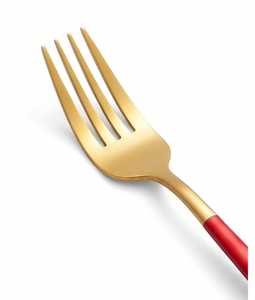 Ensemble de couverts à tête ronde avec manche en résine rouge Couverts de salle à manger élégants pour les essentiels de la table de cuisine de mariage et de fête - Product Image 2