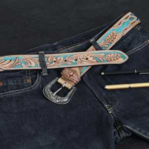 Cinturón Vaquero Occidental de Cuero Vacuno Argentino con Cuentas Premium, Diseño Floral Hecho a Mano, Unisex, Listo para Enviar, Cinturones a Precio de Fábrica - Product Image 6