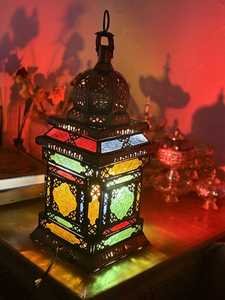 <b>Large</b> Moroccan Metal <b>Lantern</b> Authentic Hand-Punched Metal Floor Lamp Filigree Shadow Lamp Geometric Moorish Boho Gift - Product Image 3