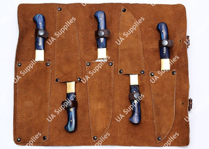 Couteau de cuisine professionnel en acier Damas, lame martelée personnalisée OEM/ODM, ultra-affûtée 58 HRC, ambidextre, manche en bois Pakka et laiton - Product Image 6