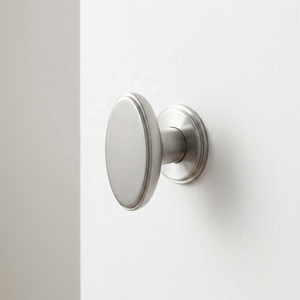 Trending Metal Brass Oval Knob Round Backplate Furniture Hardware Durable Design Satin Nickel Polished Kitchen Dresser Drawer - Product Image 5