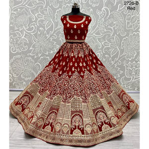 Collections de velours de vêtements de mariée indiens pour la mariée avec le travail de Zarkhan par Fabzone - Product Image 2