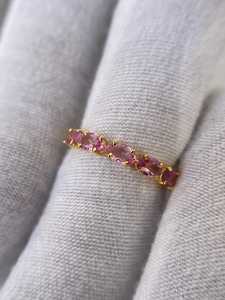 แหวนหมั้นพลอยไพลินสีชมพูอ่อน เงินแท้ 925 ชุบทอง 14K - Product Image 2