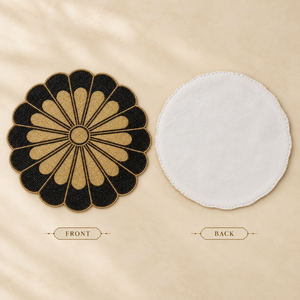 <b>Black</b> and Gold Glass Beaded Round <b>Placemat</b> | Modern Durable Heat Resistant Handmade Dining Table Decor for Parties - Product Image 4
