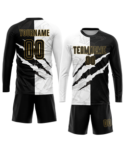 Conjunto de Camiseta de Fútbol Sublimada Personalizada para Hombre, Manga Corta, Negra y Blanca, Nombre del Equipo 00, Absorbe la Humedad, para Todas las Temporadas, Uniforme para Adultos - Product Image 2
