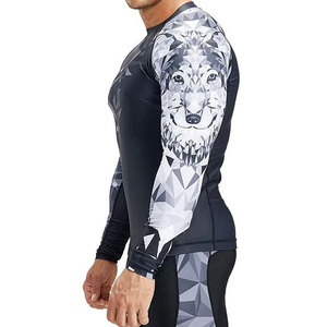 <b>Men</b> Full Sleeve <b>Compression</b> Rash Guard Geometric Print Eco-Friendly Breathable Quick Dry Sport <b>Shirt</b> Polyester Adult Fit - Product Image 4