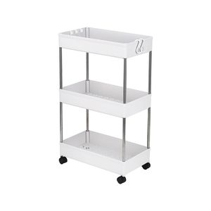 Carrello portaoggetti scorrevole a 3 livelli, scaffale mobile multiuso con ripiani per ufficio o cucina - Product Image 2