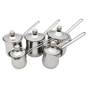 Stainless Steel Turkish Coffee Pot With Wooden Handle Round Percolator Coffee <b>Tea</b> Tool With Lid Minimalist Design - Product Image 5