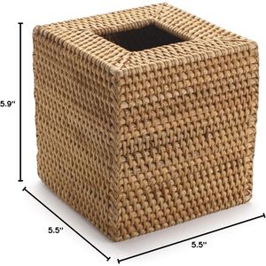 Boîte à mouchoirs en rotin naturel tressé, porte-serviettes carré, 5,5x5,5x5,9 pouces - Product Image 4