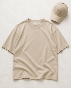 เสื้อยืดคอกลมผ้าฝ้ายสีเบจขนาดใหญ่สำหรับผู้ชาย, เสื้อยืดเปล่า Tiruppur - Product Image 5