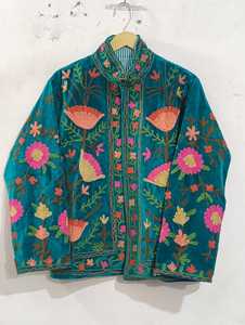 เสื้อแจ็คเก็ตคอตั้งสีเบจปักลายผ้าขนหนูสไตล์วินเทจ ลายการ์ตูนโบโฮ แขนยาวทรงโอเวอร์ไซส์ เสื้อโค้ทฤดูใบไม้ร่วง เป็นมิตรกับสิ่งแวดล้อม ระบายอากาศได้ดี - Product Image 6