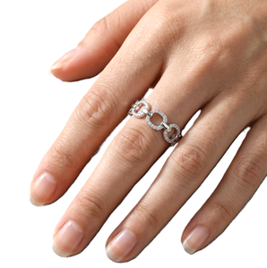 Anillo Fino con Diamante de Laboratorio Redondo, Color DEF, Claridad VSVVS, Certificado IGI, Oro Sólido de 10K, 14K, 18K, Diseño Geométrico de Cadena, Anillo de Moda - Product Image 6