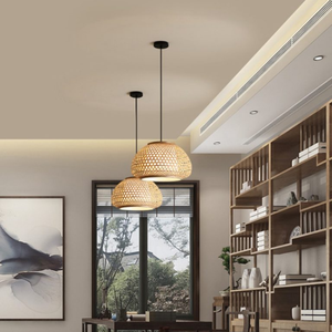 Bamboo Ceiling Light with Handwoven Design Natural Material and Warm Lighting Effect Ideal for Interior Decoration - Product Image 3
