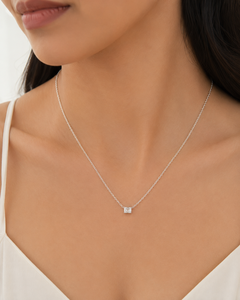 10K <b>White</b> Gold Lab Grown Diamond Emerald Cut Luxury Pendant Necklace Minimalist Style Women Everyday Wear Wedding & Anniversary - Product Image 1