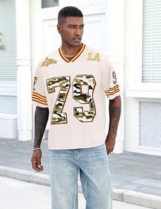 Unisex Oversized Streetwear Graphic T Shirt Vintage Number Print V Neck Short Sleeve Football <b>Y2K</b> <b>Top</b> 100% Polyester - Product Image 1