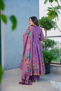 NEW Launching Designer Women's Salwar Kameez Embossed Heavy Muslin Fabric Modern Party Wear Look Collection Fullstitched Inner - Product Image 2