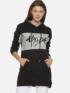Sudadera con Capucha para Mujer, Diseño Color Block, Manga Larga, Mezcla de Algodón, Tejido de Punto, Informal, con Bolsillos, Logotipo Estampado en la Parte Delantera, Estilo Otoñal - Product Image 2