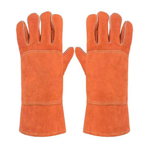 Gants de soudage en cuir robustes pour travaux lourds, résistants à la chaleur et au feu, avec renforts sur la paume, gants de soudeur, gants de sécurité pour le travail industriel - Product Image 1