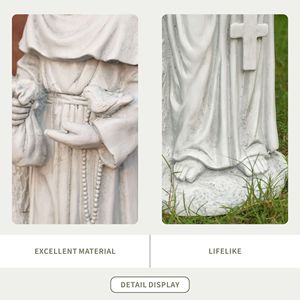 Statue de Saint François d'Assise de 31,1 pouces de hauteur, décoration spirituelle de jardin, en oxyde de magnésium - Product Image 6
